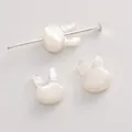 Mignonnes perles de lapin en coquille blanche naturelle pour fabrication de bijoux DIY - Tête de lapin / 7x9mm (Trou Vertical), 1 Pièce/Paquet / Blanc