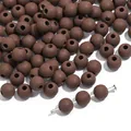 Vintage coffee brown kiln-fired ceramic loose beads for DIY jewelry making - Round Beads / 10 Pieces/Pack (4mm) / Dark Coffee