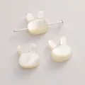 Perles en nacre blanche en forme de lapin mignon pour la création de bijoux DIY - Tête de lapin / 10x12mm (Trou Horizontal), 1 Pièce/Paquet / Blanc