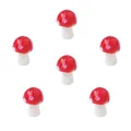 Set of six red and white lampwork glass mushroom beads for DIY handmade jewelry crafts - 5 Pieces/Pack (10x12mm) / Red