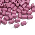 Dusty purple hexagonal ceramic loose beads for DIY handmade jewelry making accessories - Column Bead / 5 Pieces/Pack (6x10mm) / Purple
