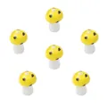 Set of six yellow mushroom-shaped lampwork glass beads for DIY jewelry making and crafts - 5 Pieces/Pack (10x12mm) / Yellow