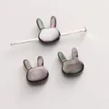 Perles en vrac en forme de lapin en nacre noire naturelle pour la création de bijoux DIY - Tête de lapin / 7x9mm (Trou Horizontal), 1 Pièce/Paquet / Noir