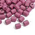Premium matte dusty pink hexagonal ceramic loose beads for DIY jewelry bracelet making - Column Bead / 5 Pieces/Pack (8x10mm) / Purple