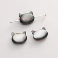 Perles en vrac tête de chat en nacre noire naturelle pour fabrication de bijoux DIY - Tête de Chat / 8x10mm (Trou Horizontal), 1 Pièce/Paquet / Noir