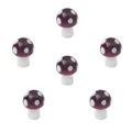 Set of six handmade purple mushroom lampwork glass beads for DIY jewelry making projects - Purple