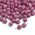 Purple vintage fluted ceramic beads for handmade DIY jewelry bracelets and necklaces - Pumpkin Bead / 5 Pieces/Pack (7mm) / Purple