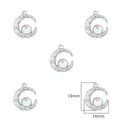 Handmade DIY alloy crescent moon pendant with iridescent stone for necklaces and earrings - Large Moon / 16×19mm (2 Pieces/Pack) / Gold