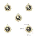 Enamel flower charm with pearl border for DIY jewelry making, 19x17mm pendant - Black Tulip / 17×19mm (2 Pieces/Pack) / Black Tulip (Gold)
