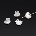Perles de canard en nacre naturelle irisées pour la création de bijoux DIY artisanaux - Caneton / 9x10mm, 1 Pièce/Paquet / Blanc