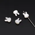 Perles de nacre naturelle en forme de lapin blanc pour bijoux DIY. - Tête de lapin / 7x9mm, 1 Pièce/Paquet / Blanc