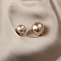 Elegant champagne double pearl waist pin safety brooch for dress and skirt adjustment - L / Champagne