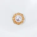 Elegante gouden magnetische broche met parel en kettingrand voor zijden bloezen - Ronde Kettingrand (x1-01) / Goud