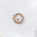 Elegante gouden parel magnetische broche met een sprankelende strass halo voor zijde - Strass Cirkelrand (x1-02) / Goud