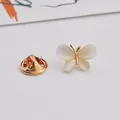 Detailed close-up view of cat's eye butterfly brooch with elegant gold-tone back clasp - Cat Eye Butterfly Style (A9-88)