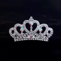 Sparkling silver rhinestone crown hair comb with AB stones for girls performances. - Heart Rhinestone Crown Style (A6-1)