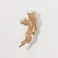 Elegante goldene Vintage Tulpenblüten Brosche mit weißen Perlen für Kleidung Accessoires - Doppelter Tulpenstil (A1-58)