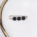 Eleganter goldener Sicherheitsnadel-Broche mit matten schwarzen Perlen und Kristallen - 5.5cm / Mattschwarzer Stil (R-6)