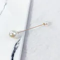 Eleganter doppelköpfiger Perlenbrosche-Pin zur Taillenverstellung und für Strickjacken - Doppelend-Perlenstil - Goldene Nadel (LC-26) / Länge 7.4cm