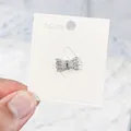 Eleganter silberner Schleifen-Brosche-Pin mit Zirkonia-Kristallen für Kleidung - 010 Silber