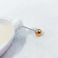 Eleganter doppelköpfiger Broschenstift mit weißen und goldenen Kugeln für Taille - Weißer Matter und Goldener Kugelstil (LC-40) / Länge 4.5cm