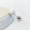 Eleganter doppelköpfiger Broschenstift mit mattweißen und metallisch silbernen Kugeln - Weißer Matter und Silberner Kugelstil (LC-43) / Länge 3,5 cm
