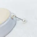Eleganter doppelseitiger weißer Perlen-Sicherheitsnadel-Brosche für Strickjacken - Doppelköpfiger weißer Kunstperlenstil (LC-45) / 3.8CM / Silber