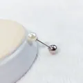 Doppelköpfige Perle und Metallkugel Sicherheitsnadel-Brosche für Cardigans und Taille - Doppelkopf-Kugel-Perlennadel (LC-48) / Länge 3.7cm / Silber/Weiß