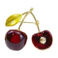Elegant cherry brooch pin featuring realistic red enamel and gold finish for women - Cherry Style (A17-82)