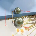 Doppelter grüner Perlen-Sicherheitsbrosche-Anstecker für Kleidung 12mm und 16mm Größen - U-Form (16+12mm Perle / 36mm Länge) / Grau