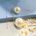 Eleganter goldfarbener Sicherheitsbrosche-Pin mit 12mm und 16mm Perlen, Länge 36mm. - U-Form (16+12mm Perle / 36mm Länge) / Weiß