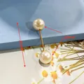 Doppel-Perlen-Sicherheitsbrosche für Kleidung 35mm Länge Abmessungen im Detail - Gerade (Zwei 10mm Perlen / 35mm Länge) / Weiß