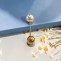 Eleganter goldfarbener Perlen-Sicherheitsnadel-Broschen-Clip für Kleidungsschutz - Gerade (10mm Perle / 35mm Länge) / Gold Weiß