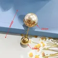 Eleganter Perlen-Sicherheitsnadel-Broche, 38 mm lang, mit goldener Blatteinfassung - Schneeflockenblatt (16mm Perle / 38mm Länge) / Schneeflocke Gold