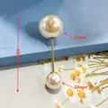 Eleganter Sicherheitsnadel-Broche mit Doppelperlen, 10mm und 16mm, goldfarben, 40mm - Gerade (16+10mm Perlen / 40mm Länge) / Weiß