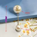 Doppelperlen-Brosche Sicherheitsnadel 16mm und 10mm Perlen 50mm Länge für Kleidung - Gerade (16+10mm Perlen / 50mm Länge) / Weiß