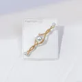 Eleganter goldfarbener Perlen-Brosche im Vintage-Design für Anzug-Accessoires. - Goldener Twist-Stil (A12-22)
