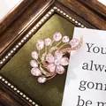 Elegant pink crystal flower brooch pin jewelry accessory for women suits and dresses - Flower Shape (A18-62) / Gold
