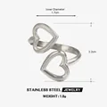Minimalistischer silberner Edelstahlring mit doppeltem Herz und Maßangaben sowie Gewicht - Doppel Herz Hohl (ZN2820) / Gold