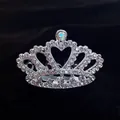 Sparkling silver rhinestone crown hair comb with heart motif for girls' birthday parties. - Triple Symmetrical Heart Style (A6-3)