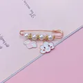 Spilla da balia in stile giapponese con perle e ciondoli a cuore e nuvola rosa - Stile Cuore Alato Nuvola / Oro