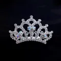 Sparkling silver children's tiara hair comb with clear rhinestones for girls' parties - AB Colorful Rhinestone Style (A6-6)