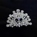 Silver-tone children's crown hair comb featuring sparkling heart and teardrop rhinestones - Teardrop Fan Style (A6-7)