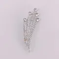 Elegant silver-tone rhinestone flower cluster brooch pin for women's fashion apparel - Wheat Ear Style (A6-63)