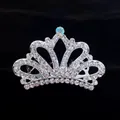 Children's silver rhinestone crown hair comb for birthday parties and performances - Radial Symmetrical Style (A6-9)