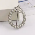 Eleganter silberner Schal-Clip mit Stern und Perlen für Damenbekleidung und Accessoires - Silberstern-Perlenring (A6-60)