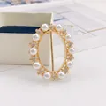 Eleganter goldener Schalclip mit Perlen und Strasssteinen für Hemden und T-Shirts - Goldener ovaler Perlenstil (A6-45)