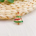 Eleganter goldfarbener Weihnachtsbaum-Anstecknadel mit Emaille und funkelnden Kristallen - Gestreifter Weihnachtsbaum Stil (A9-119)