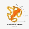 Einzigartiger verstellbarer Edelstahlring mit orangefarbener Emaille in Goldoptik - Oranger Emaille-Ring / Innendurchmesser 1.7cm / Orange