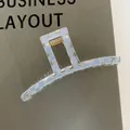 Eleganter hellblau-weiß karierter Haarklammer-Clip für modische Halboffen-Frisuren - 13# Blau Karo Kleiderbügelklammer